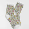 Floral-patterned socks on a white background
