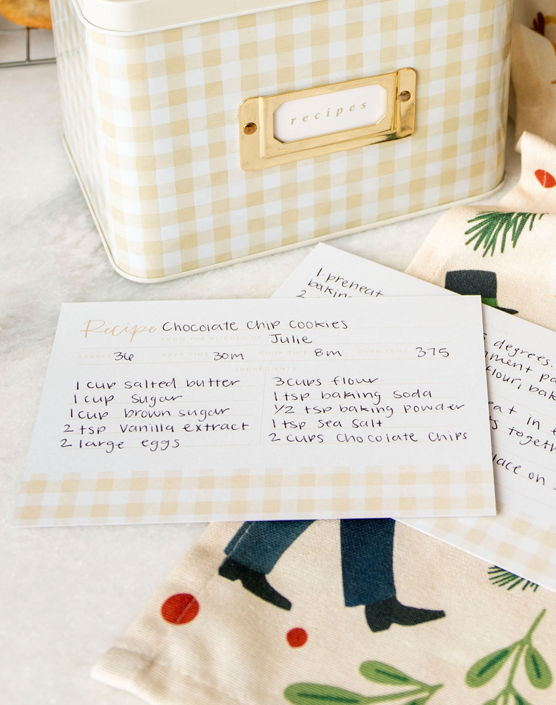 Gingham Recipe Cards