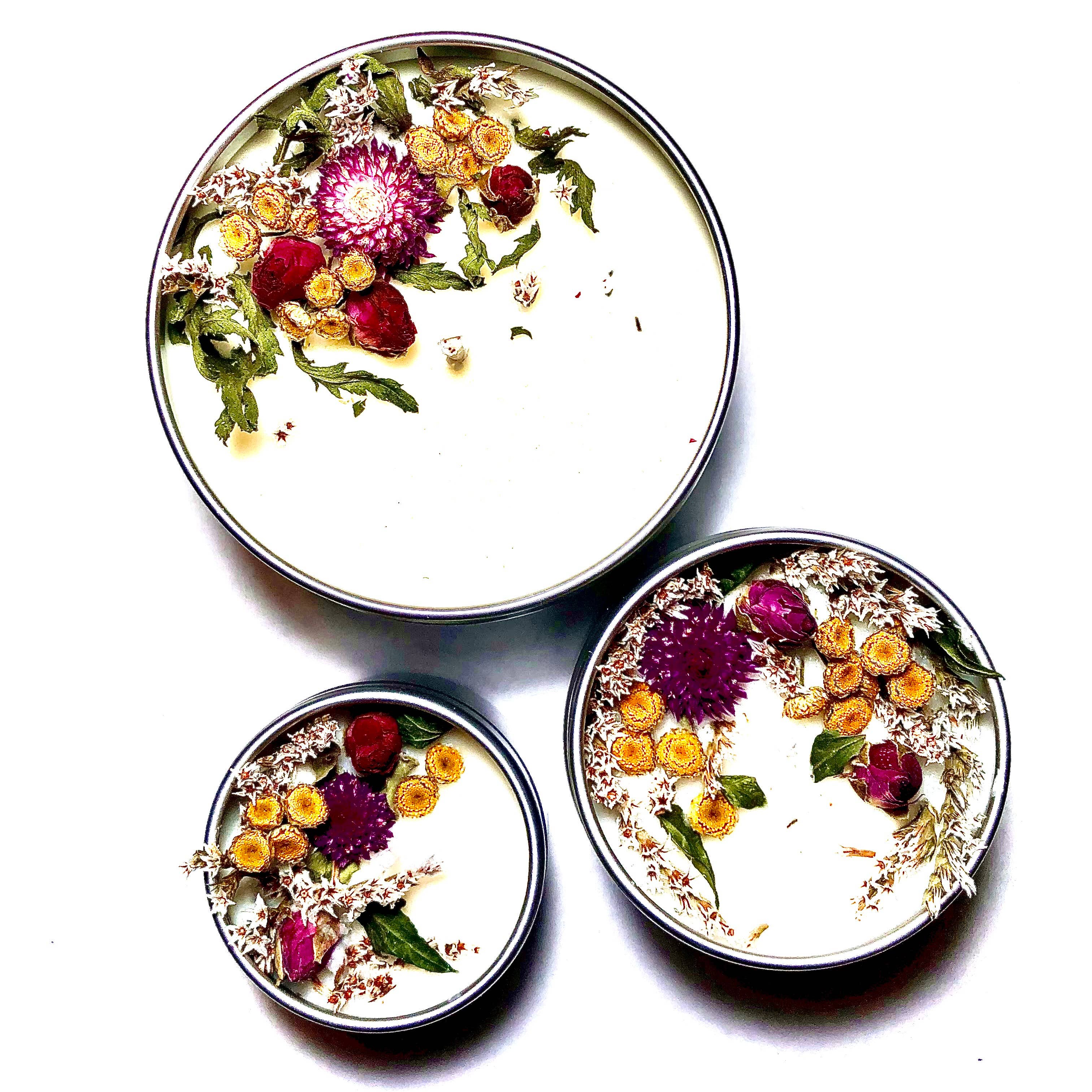 "Wildflowers" Botanical Soy Candle with flowers