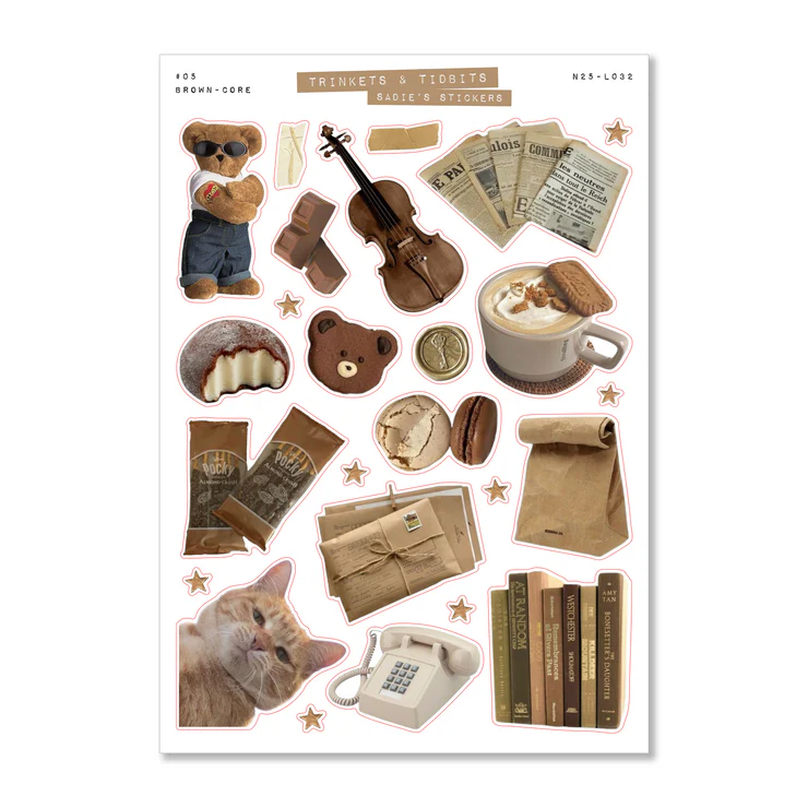 Collection of vintage-themed stickers on a white background